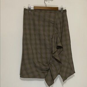 Stiletto Plaid Brown Vintage Ruffle Women's Skirt Sz 10